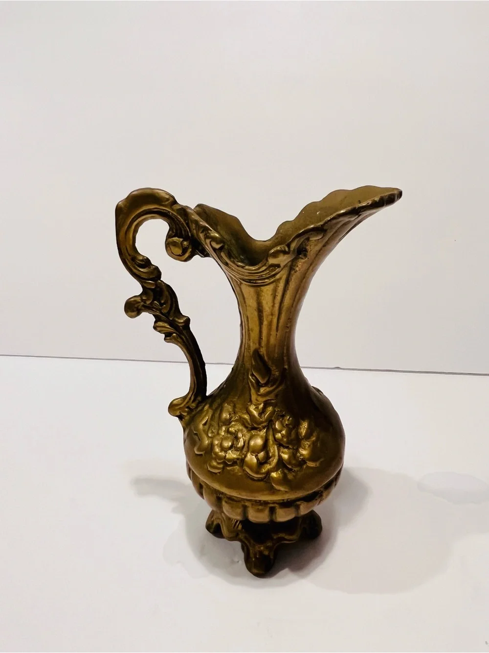 Antique Solid Brass Decorative Small Pitcher 6.5” Heavy